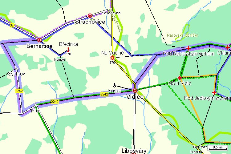 Bernartice - Vidice - Chlum - Výškový profil