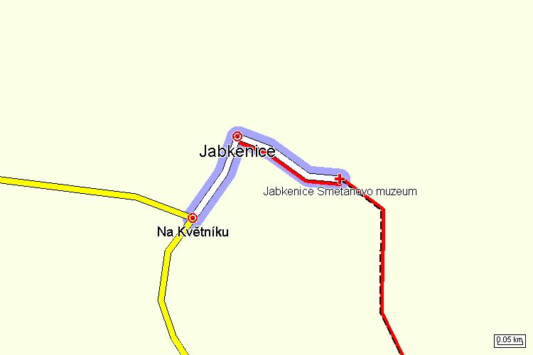 Jabkenický okruh a památník Bedřicha Smetany - Výškový profil