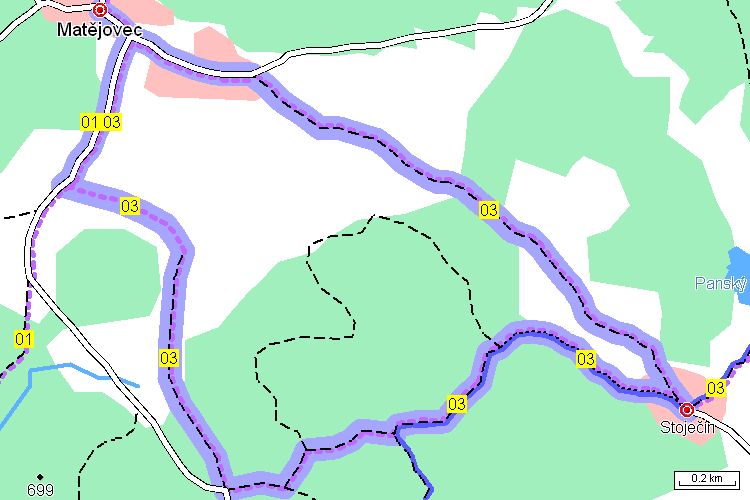 Mapa běžkařské trasy