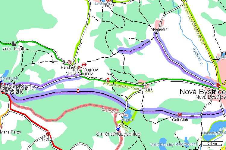 Mapa běžkařské trasy