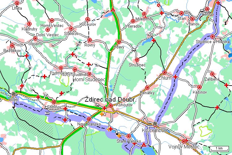 Mapa běžkařské trasy