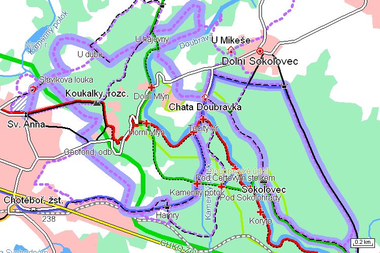 Mapa běžkařské trasy