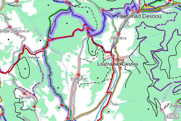 Mapa běžkařské trasy