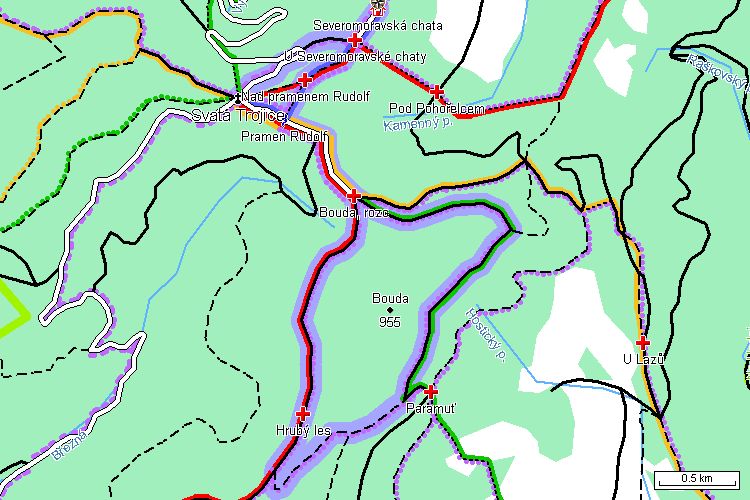 Mapa běžkařské trasy