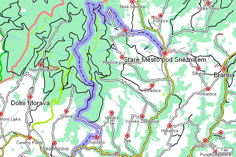Mapa běžkařské trasy