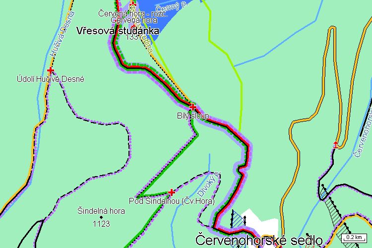 Mapa běžkařské trasy