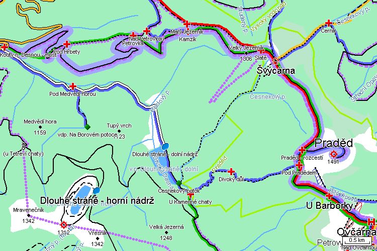 Mapa běžkařské trasy