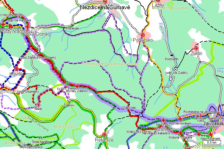 Mapa běžkařské trasy Mapa běžkařské trasy