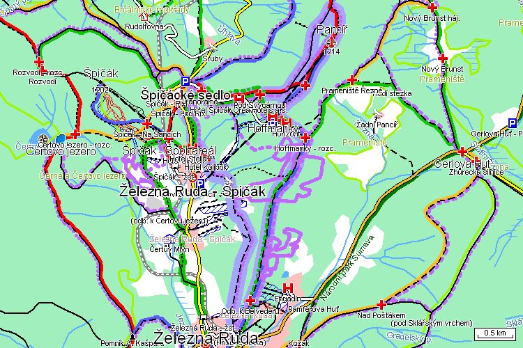 Mapa běžkařské trasy