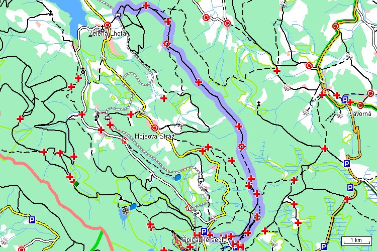 Mapa běžkařské trasy