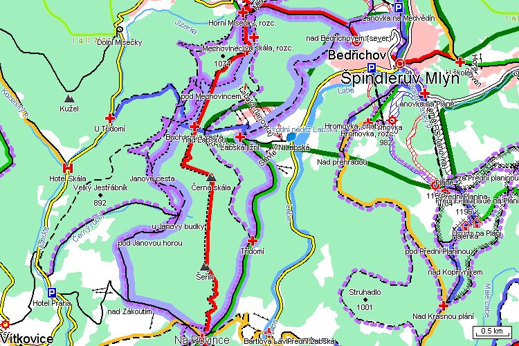 Mapa běžkařské trasy Mapa běžkařské trasy
