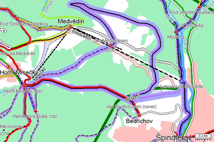 Mapa běžkařské trasy Mapa běžkařské trasy