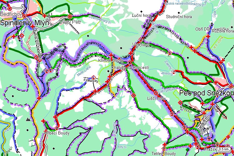 Mapa běžkařské trasy