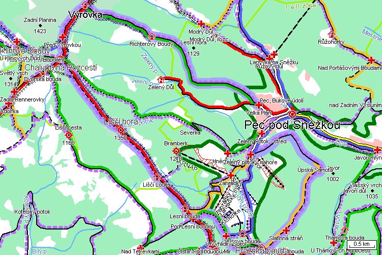 Mapa běžkařské trasy Mapa běžkařské trasy