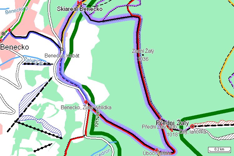 Mapa běžkařské trasy