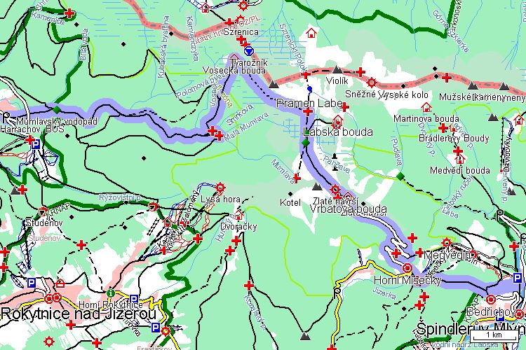 Mapa běžkařské trasy Mapa běžkařské trasy