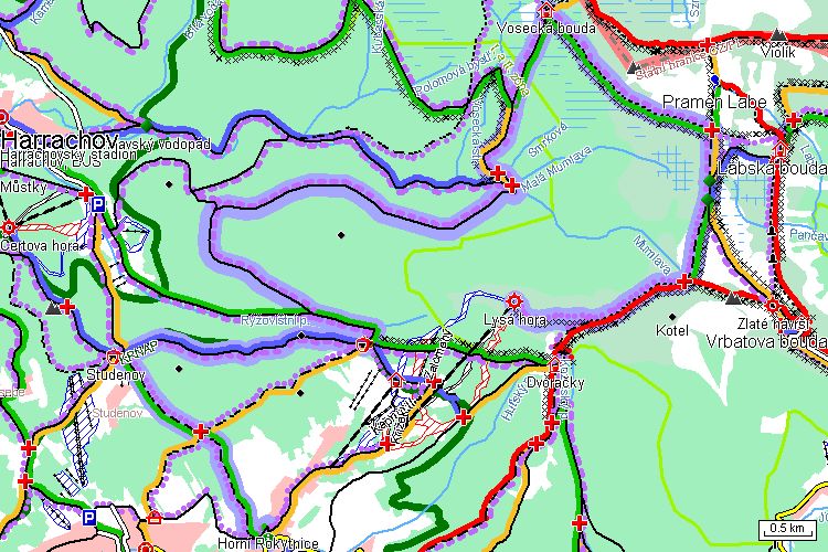 Mapa běžkařské trasy