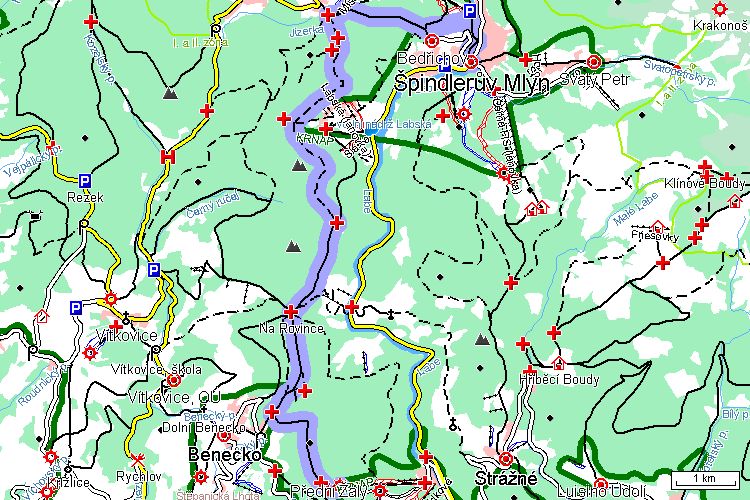 Mapa běžkařské trasy Mapa běžkařské trasy