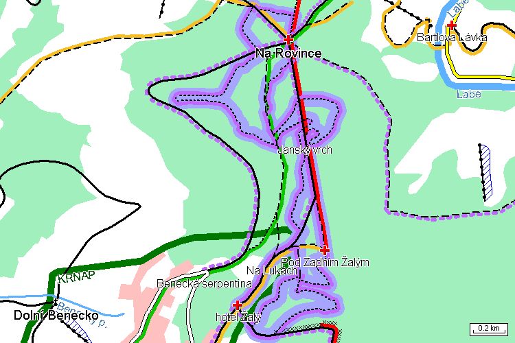 Mapa běžkařské trasy Mapa běžkařské trasy