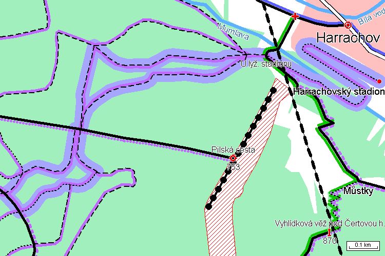 Mapa běžkařské trasy