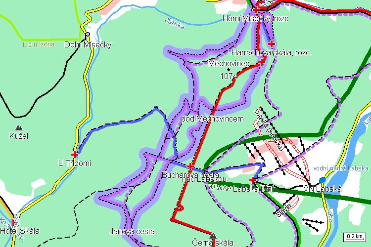 Mapa běžkařské trasy