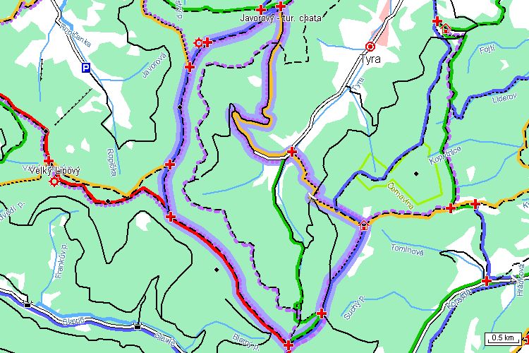 Mapa běžkařské trasy