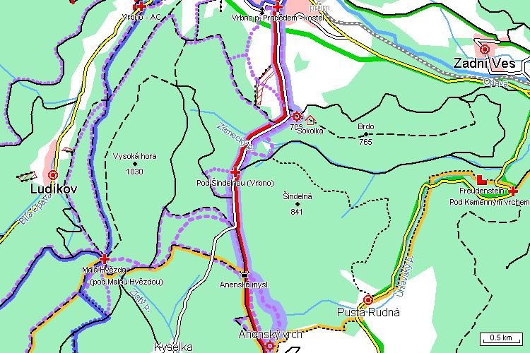 Mapa běžkařské trasy
