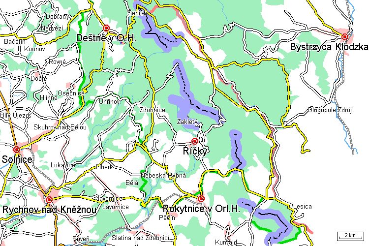 Mapa běžkařské trasy
