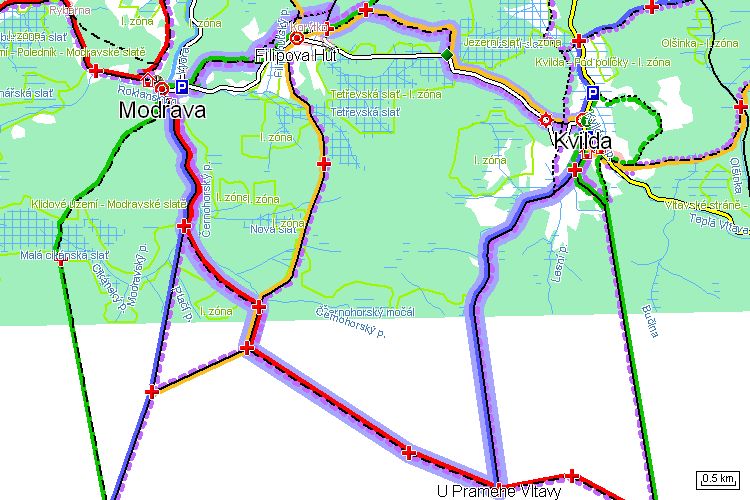 Mapa běžkařské trasy Mapa běžkařské trasy