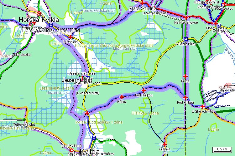Mapa běžkařské trasy