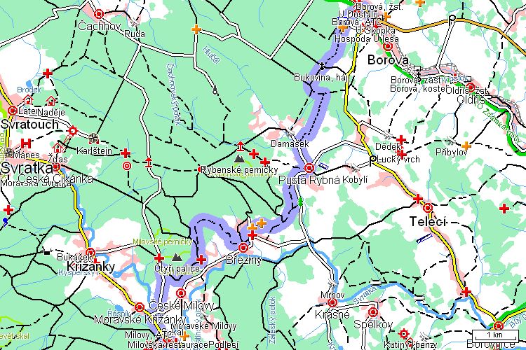 Mapa běžkařské trasy