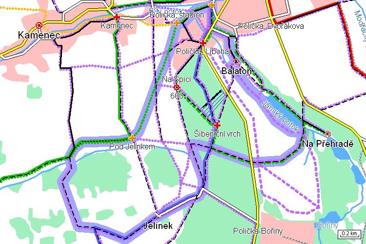 Mapa běžkařské trasy