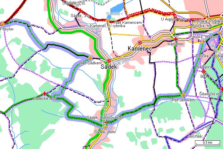 Mapa běžkařské trasy