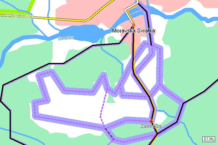 Mapa běžkařské trasy