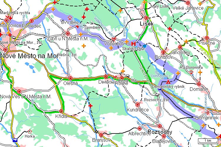 Mapa běžkařské trasy