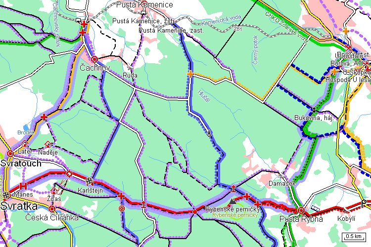 Mapa běžkařské trasy