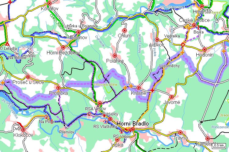 Mapa běžkařské trasy Mapa běžkařské trasy
