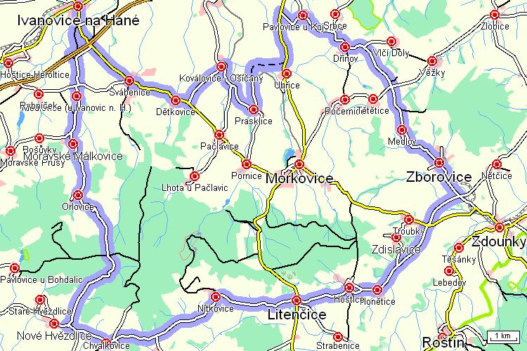 Mapa cyklotrasy Mapa cyklotrasy