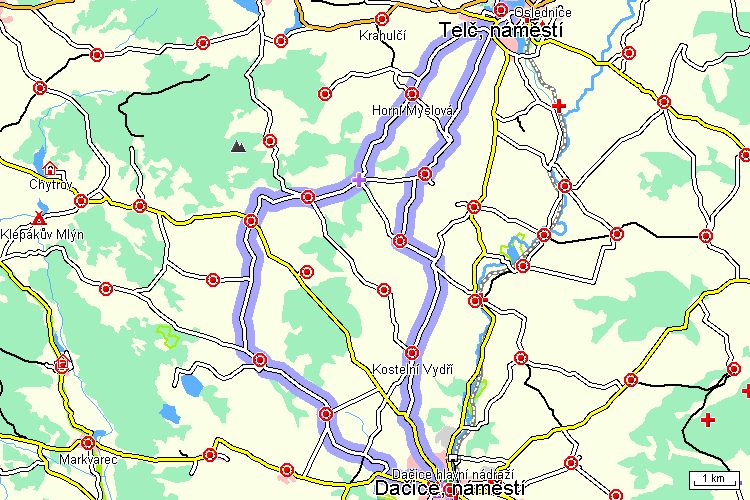 Mapa cyklotrasy Mapa cyklotrasy
