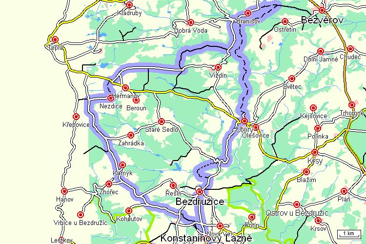 Mapa cyklotrasy Mapa cyklotrasy