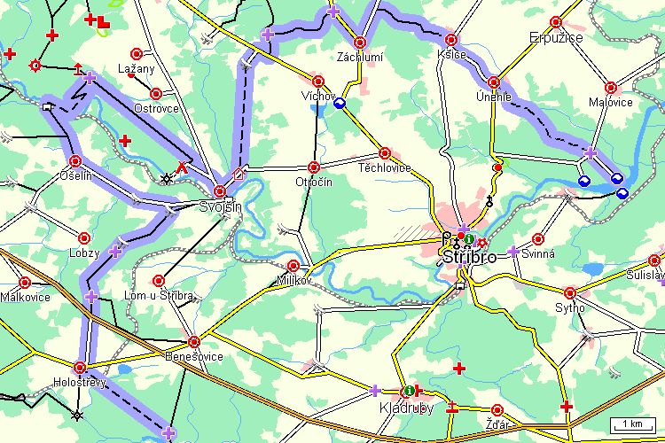 Mapa cyklotrasy Mapa cyklotrasy