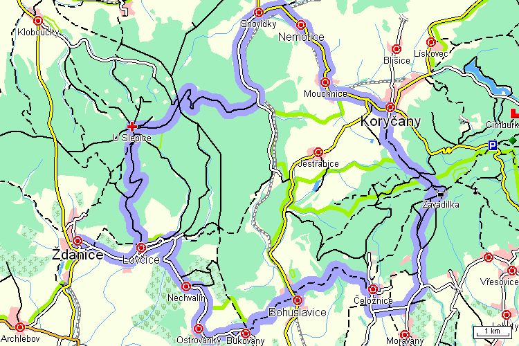 Mapa cyklotrasy