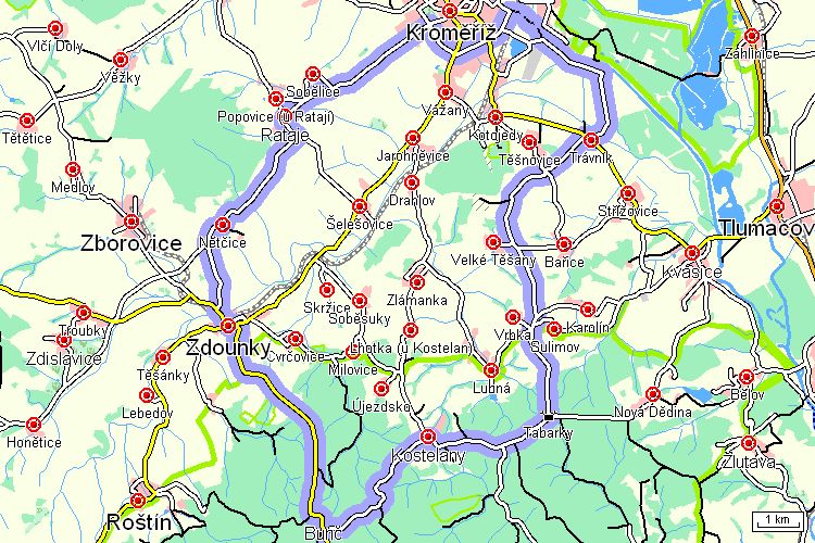 Mapa cyklotrasy Mapa cyklotrasy