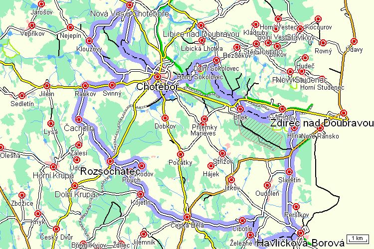 Mapa cyklotrasy Mapa cyklotrasy