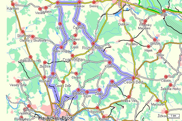 Mapa cyklotrasy