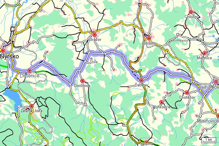 Mapa cyklotrasy Mapa cyklotrasy