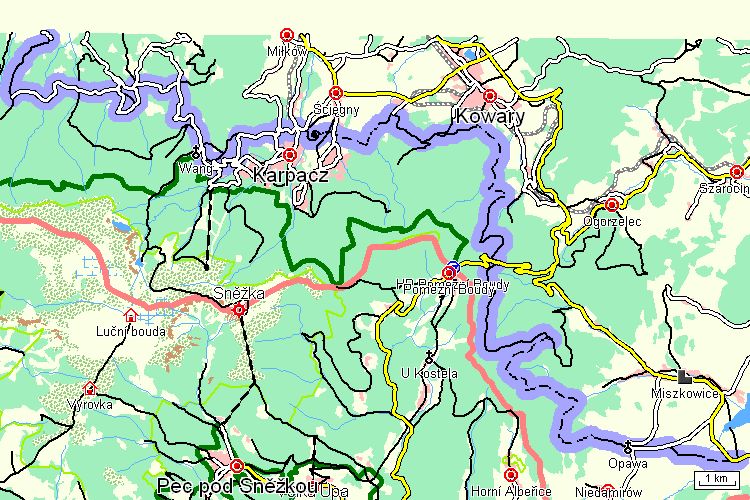 Mapa cyklotrasy