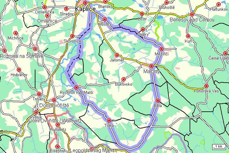 Mapa cyklotrasy Mapa cyklotrasy