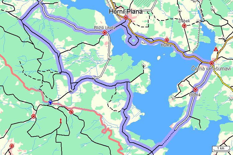 Mapa cyklotrasy Mapa cyklotrasy