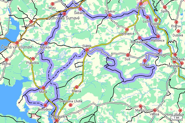 Mapa cyklotrasy Mapa cyklotrasy